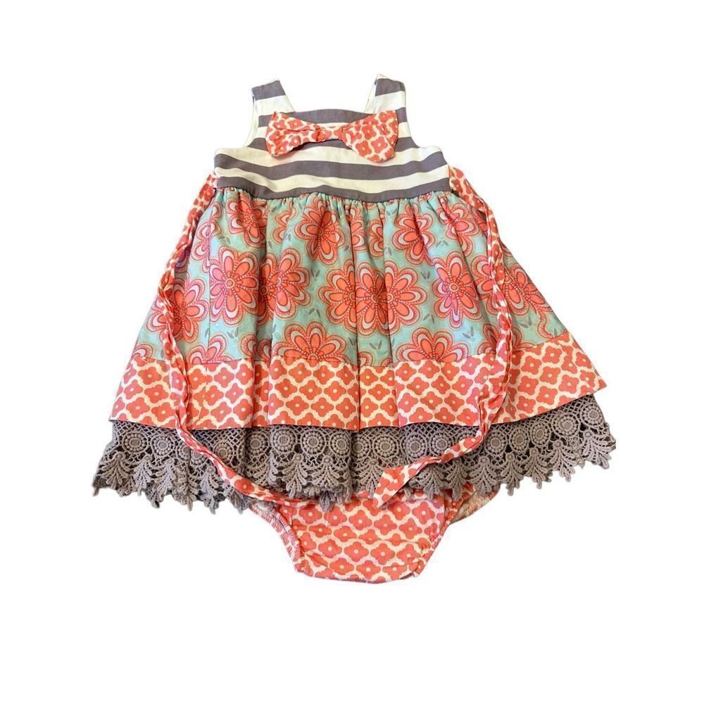 Counting Daisies Gray Pink Aqua Summer Dress
